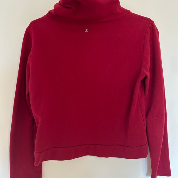 Askya Activewear Red Cropped Sweater with Mock Turtle Neck- Size Small - Picture 4 of 4